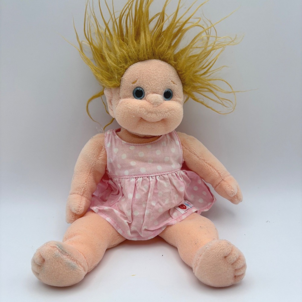 Ty Beanie Kids Precious Girl Doll Blonde Hair Blue Eyes Pink Dress 1999 Retired